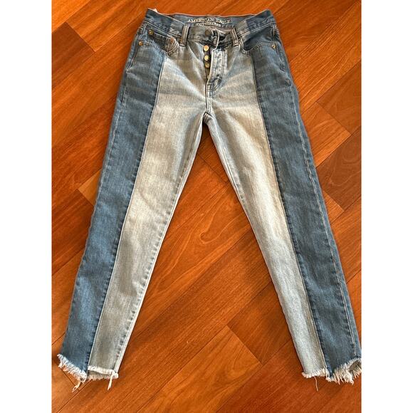 American Eagle Vintage Hi-Rise Two Tone Jeans - Picture 1 of 6
